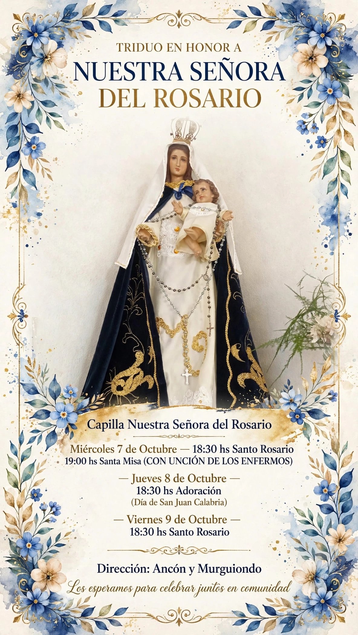 Inicio del Triduo por Nuestra Señora del Rosario de Santo Domingo de Guzman
